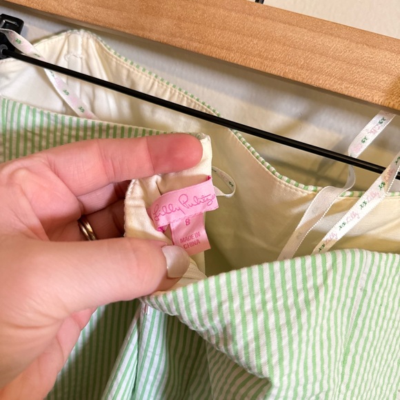 Lily Pulitzer • Peplum Seersucker Lowe Pink and Green Dress Sz 8 Preppy - Picture 9 of 10
